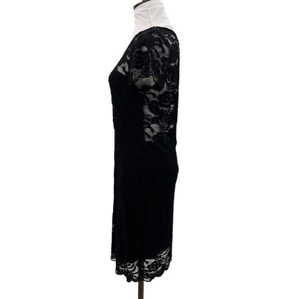 Ci Sono by Cavalini Black Lace Sheer Upper Back Dress Size Large - Picture 3 of 16
